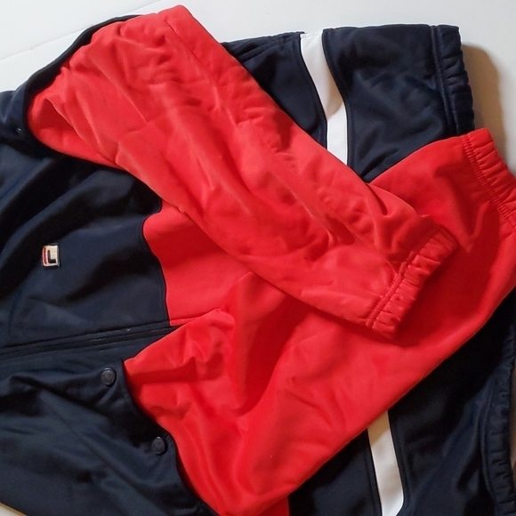 Fila Track Jacket Mens Size 45 Snap Sleeves Vintage Red White Blue Y2K - Picture 5 of 15